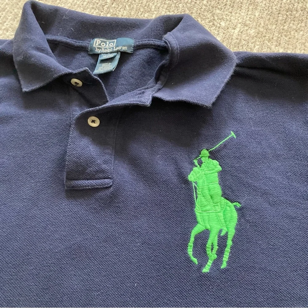Ralph Lauren Boys XL Navy Polo Shirt Green‎ Big Pony Logo & 3 Patch Classic